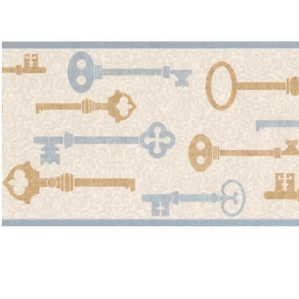 Wallpaper Border - Gold and Silver Keys